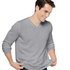 State Cashmere Men's Basic V-Neck Sweater Pale Charcoal Gray NEW Size Large